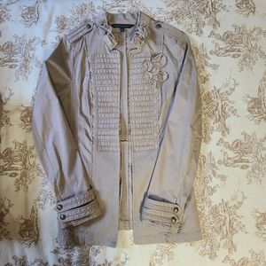 White House Black Market Prairie Field Jacket 4 Tan Embroidered Military